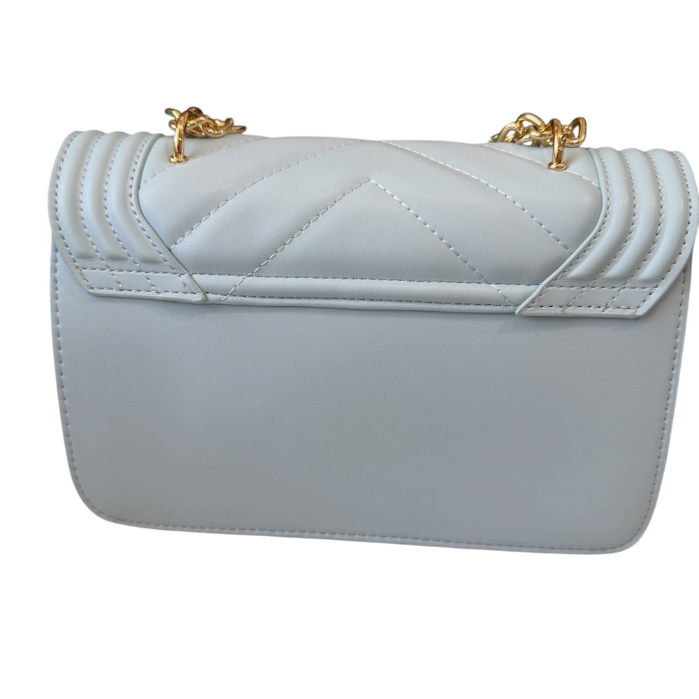 Valentino Orlandi Light Blue Quilted Chain Shoulder Bag Coquette Old Money Chic - Picture 7 of 8